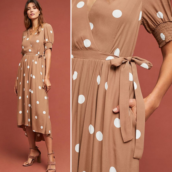 caramel polka dot dress